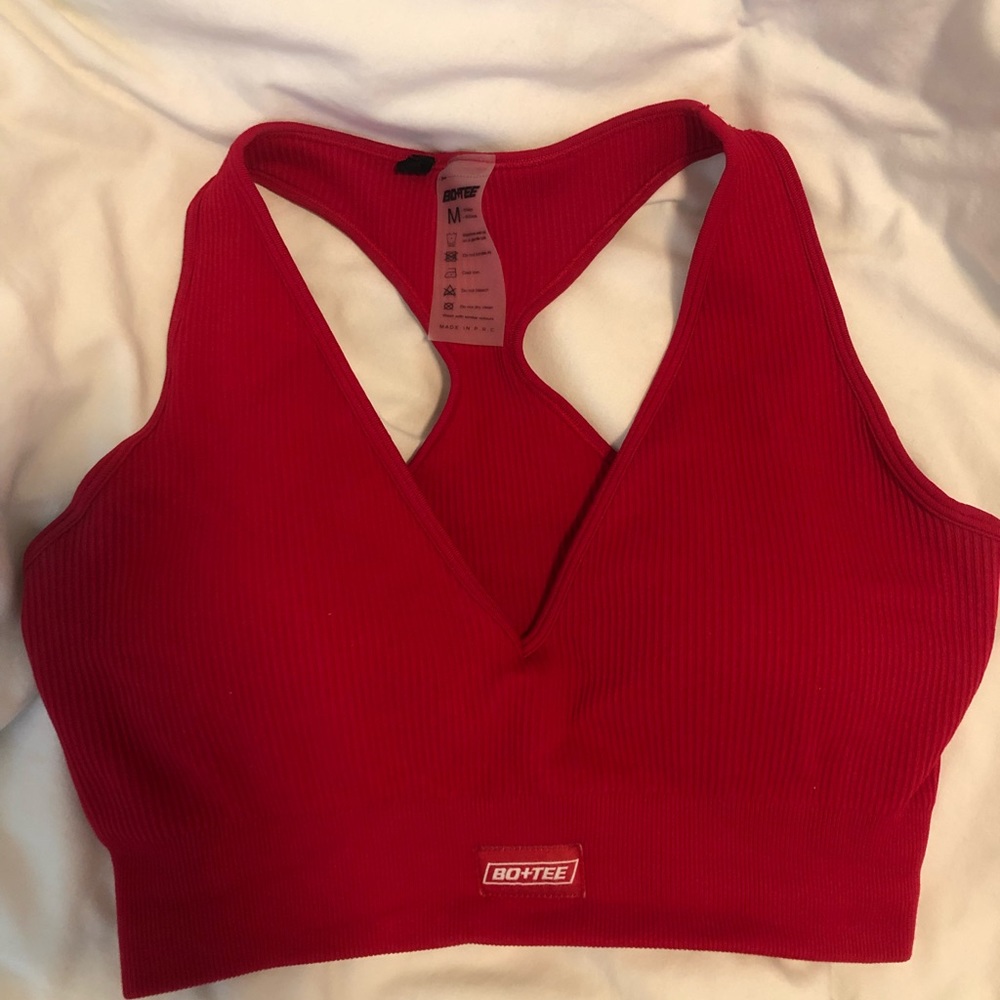 Bo+Tee Red Sports Bra Padded